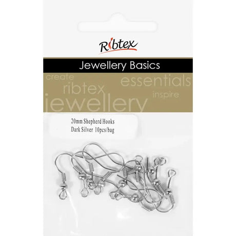 Earring Shepherd Hooks Dark Silver 10Pk JF367