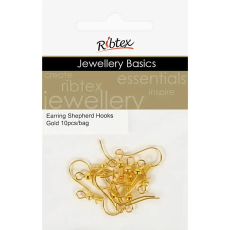 Earring Shepherd Hooks Gold 10Pk JF109