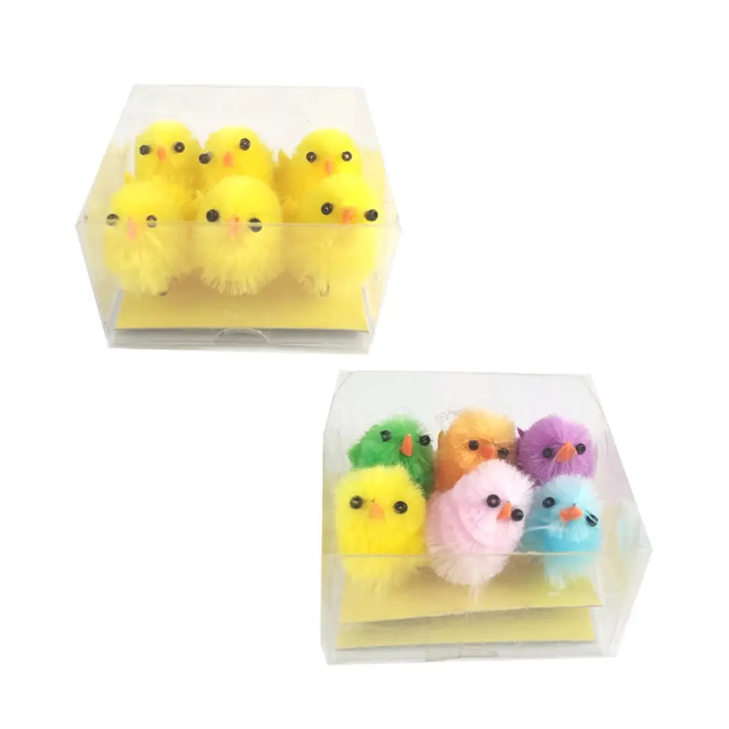 Easter Chenille Chicks 6pk 3cm 3asst EA73016