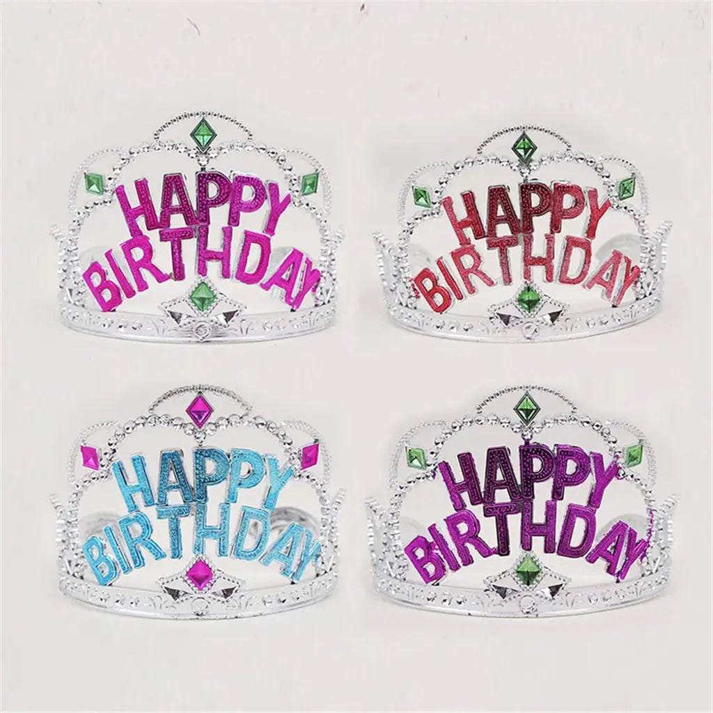 Fantasy Kingdom Assorted Silver Princess Tiara With Happy Birthday A20968