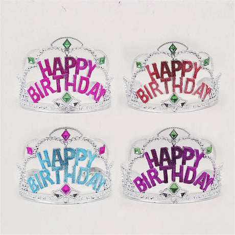 Fantasy Kingdom Assorted Silver Princess Tiara With Happy Birthday A20968