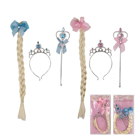 Fantasy Kingdom Pink or Blue Princess Wand Hair Braid Headband Set 3Pcs PP32184