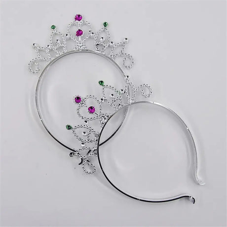Fantasy Kingdom Silver Princess Tiaras With Assorted Colour Diamante 4Pcs A121528