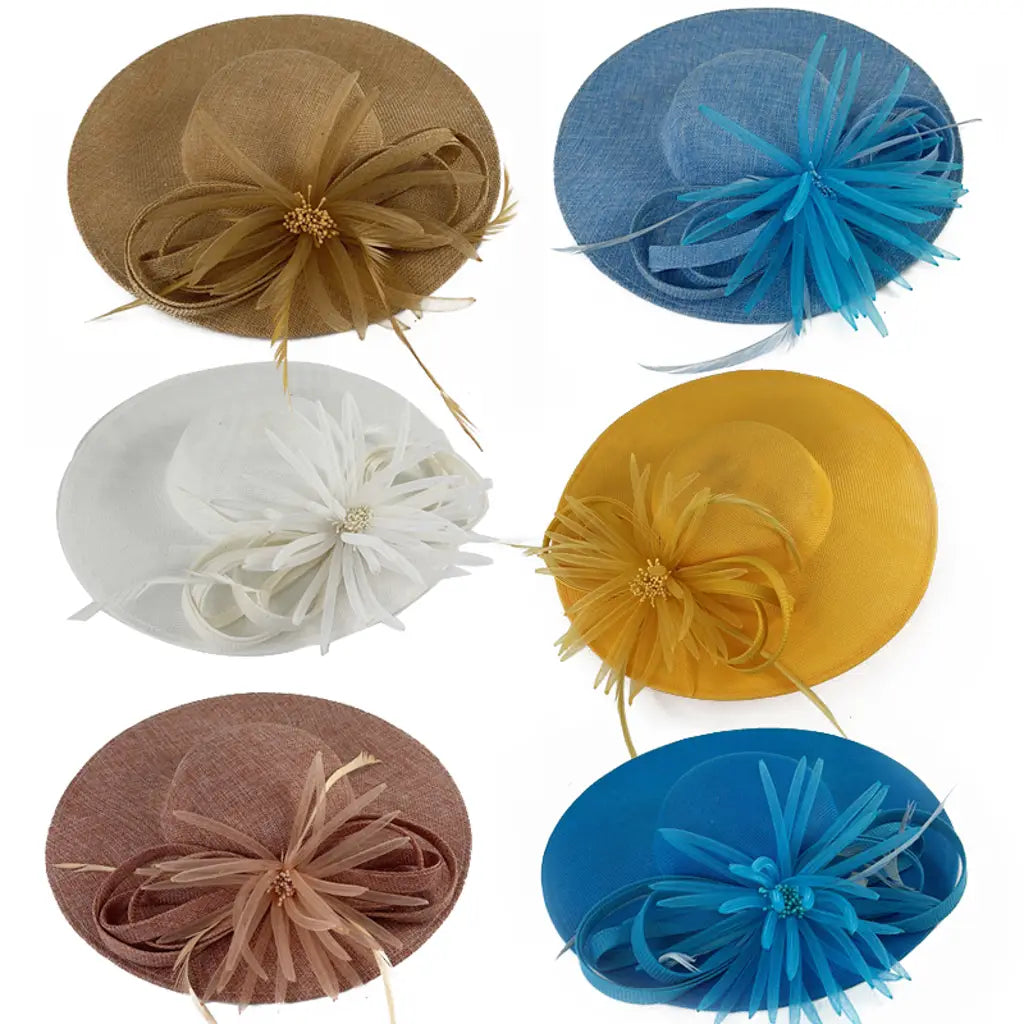 Fascinator Hat Burlap W/Flower 30cm 6Cols K195591