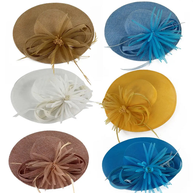 Fascinator Hat Burlap W/Flower 30cm 6Cols K195591