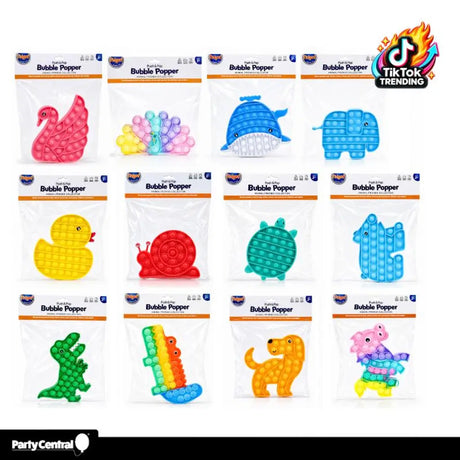 Fidget Push & Pop Animal Friends Series Silicone 12Assorted Sizes 11x17cm  326846
