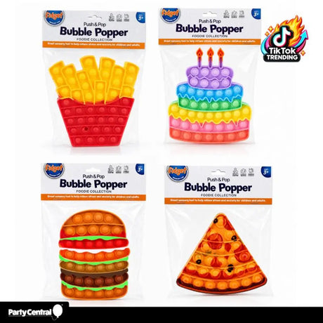 Fidget Push & Pop Foodie Series Silicone 4Assorted Sizes 12.5x19cm 326853