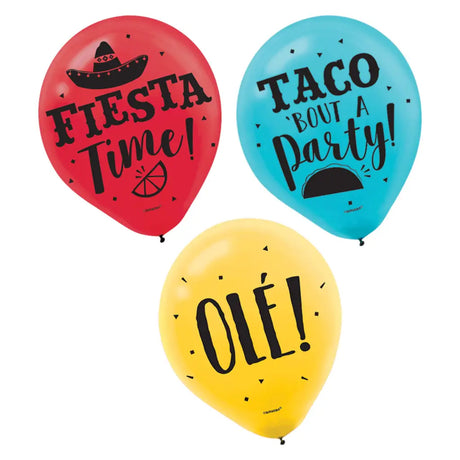 Fiesta Assorted Latex Balloons 30cm 15Pk 110567