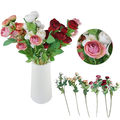 Flower Pick 6 Head Camellia 6 Colours K178419