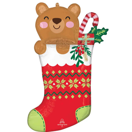 Foil Balloon Supershape Beary XMAS Stocking 55x81cm 4692601