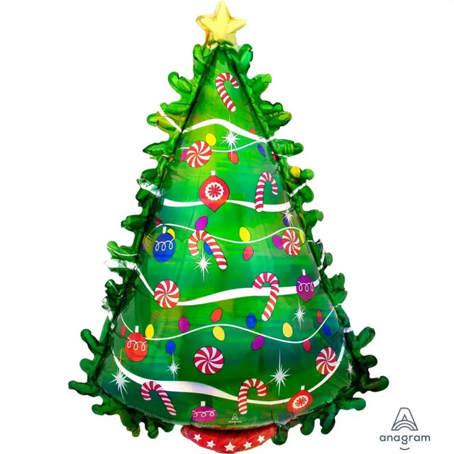 Foil Balloon Supershape Holo Green Christmas Tree 66x91cm 4042601
