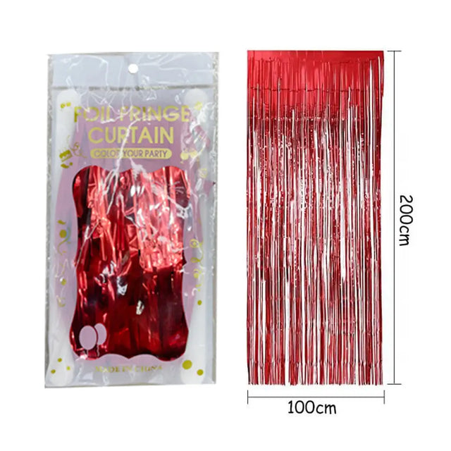 Foil Fringe Curtain Red 100x200cm K177887