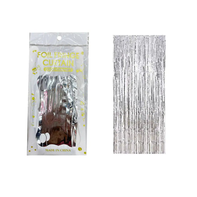 Foil Fringe Curtain Silver 100x200cm K177870