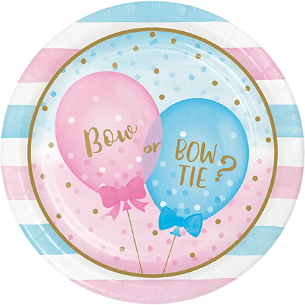 Gender Reveal Balloons Dinner Plates Paper 22cm 8Pk CC336064