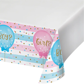 Gender Reveal Balloons Tablecover Plastic Border Print 137cm CC336690