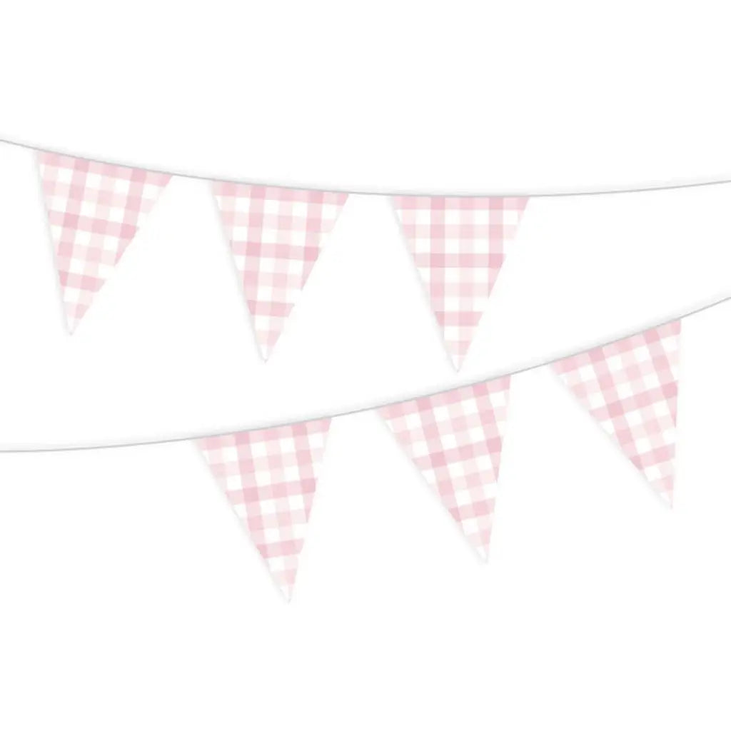 Gingham Paper Bunting Pastel Pink 88852931