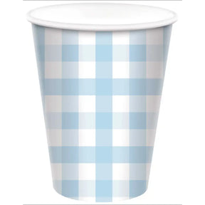Gingham Paper Cup Pastel Blue  266ml 8Pk 88852740