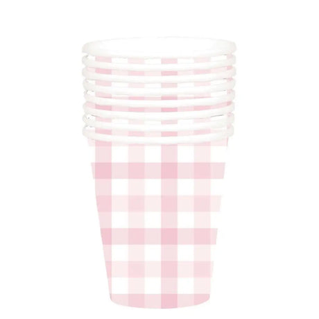 Gingham Paper Cup Pastel Pink 266ml 8Pk 88852887
