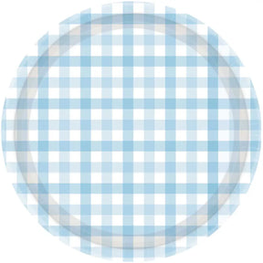 Gingham Paper Plate Pastel Blue 23cm 8Pk 88052764