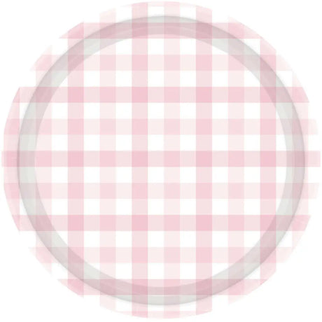 Gingham Paper Plate Pastel Pink 17cm 8Pk 88052894