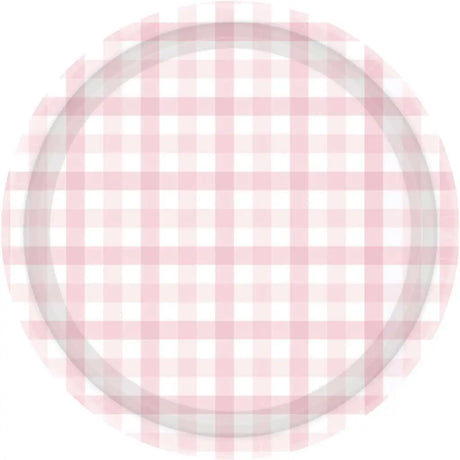 Gingham Paper Plate Pastel Pink 23cm 8Pk 88052900