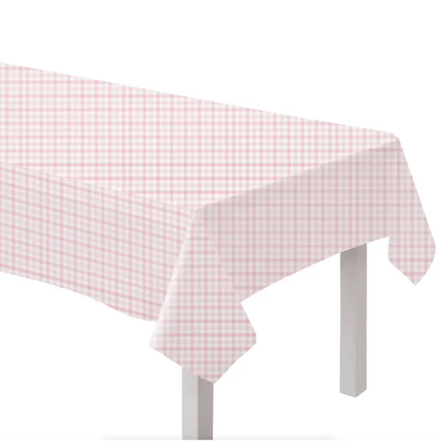 Gingham Paper Tablecover Pastel Pink 88052924
