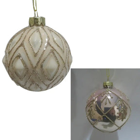 Glass Bauble Handpainted 8cm 2Asst Champagne XM207300