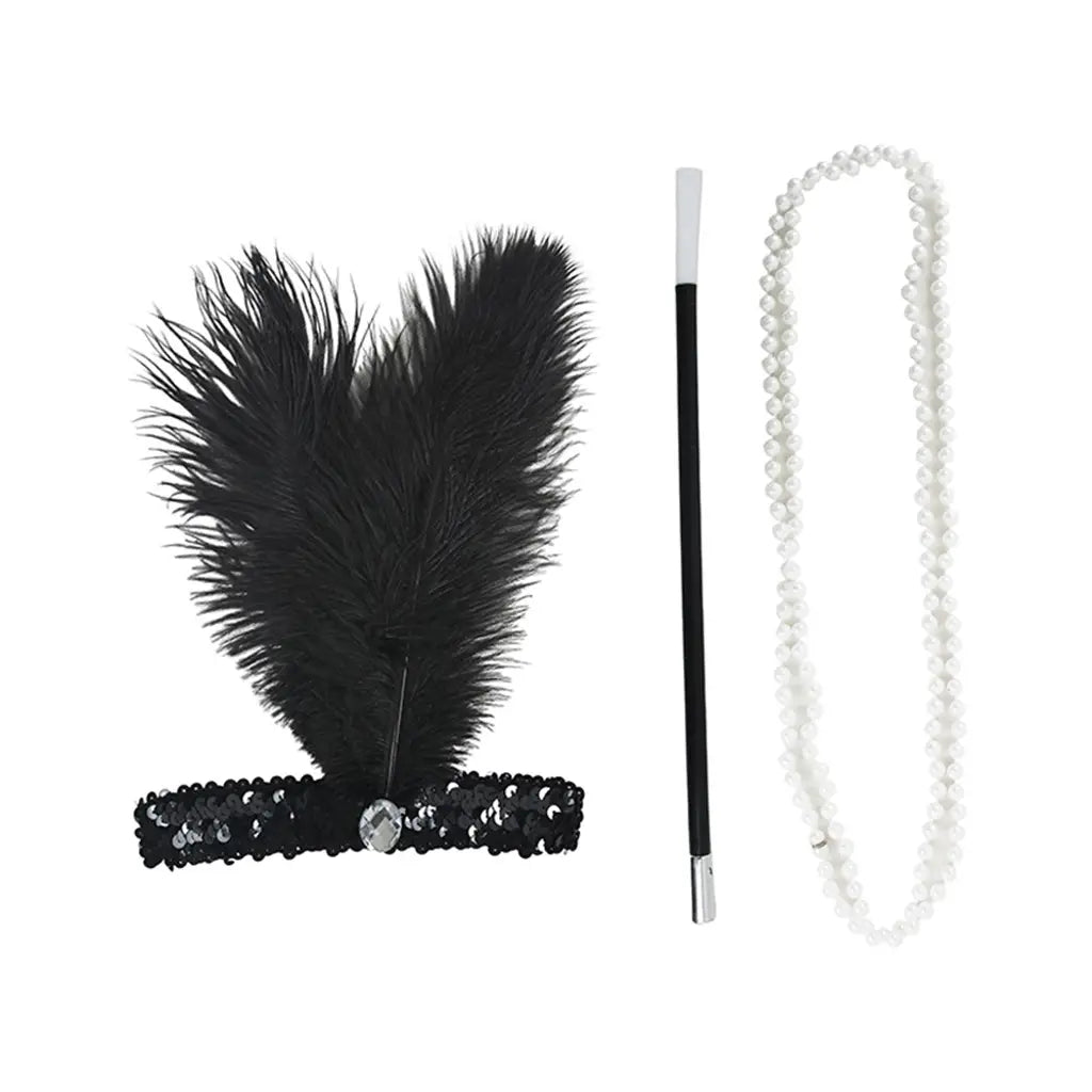 Golden 20s Flapper Costume Accessory Kit 3Pcs PP93505-F