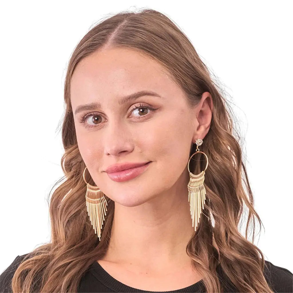 Golden 20s Gold Art Deco Flapper Earrings PP12046