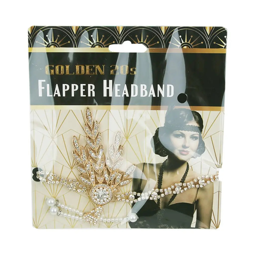 Golden 20s Premium Jewelled Flapper Headband PP11926