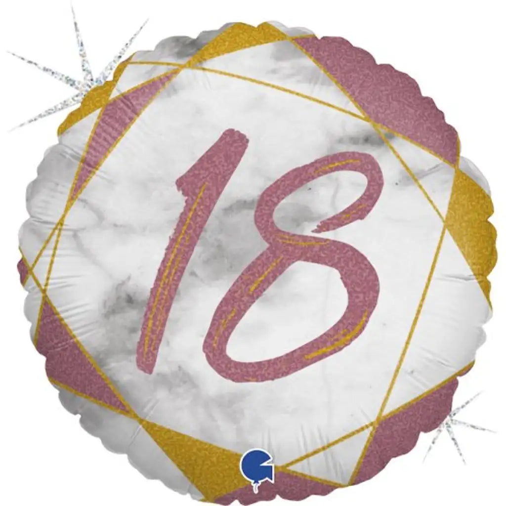 Grabo Foil Balloon 18 Birthday Marble Rose Gold 18in G78069GHRG