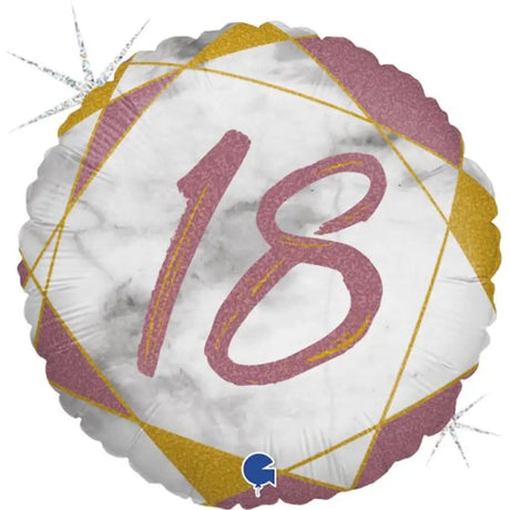 Grabo Foil Balloon 18 Birthday Marble Rose Gold 18in G78069GHRG