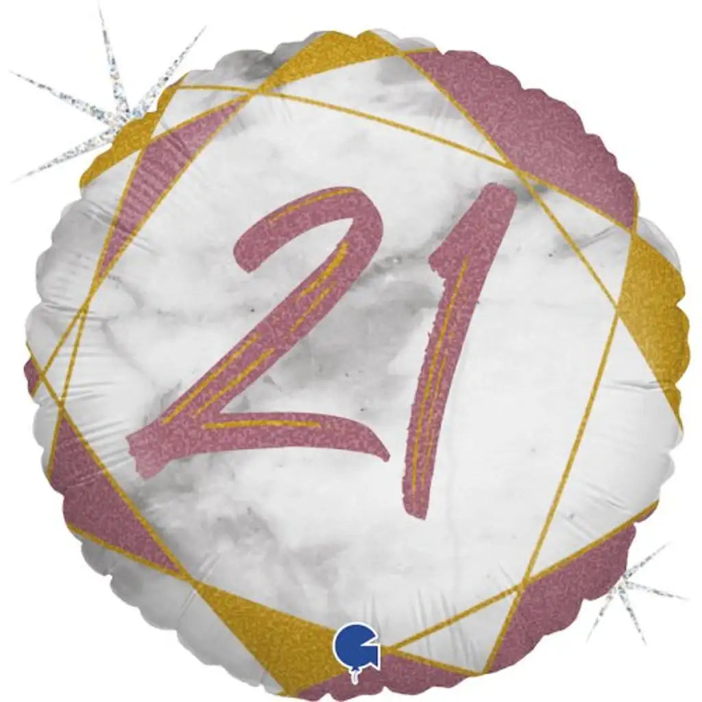 Grabo Foil Balloon 21 Birthday Marble Rose Gold 18in G78070GHRG