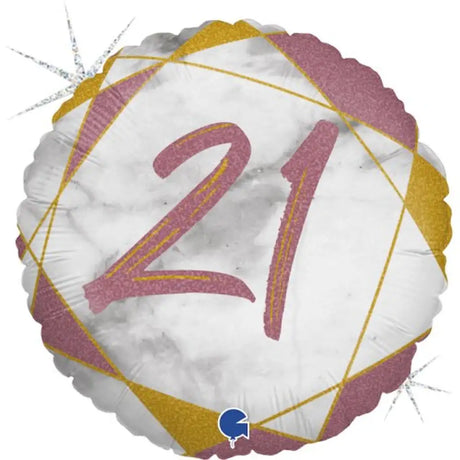 Grabo Foil Balloon 21 Birthday Marble Rose Gold 18in G78070GHRG