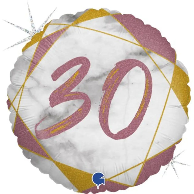 Grabo Foil Balloon 30 Birthday Marble Rose Gold 18in G78071GHRG