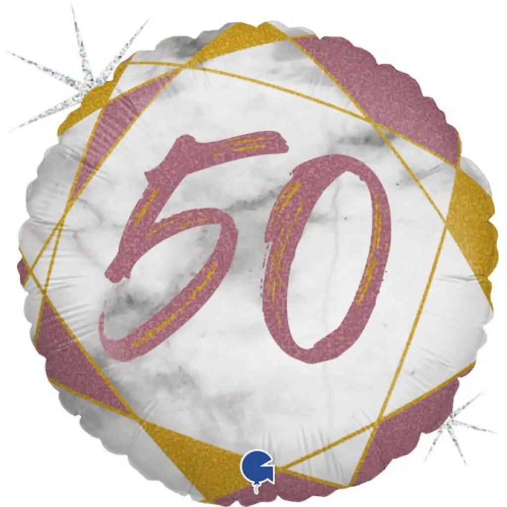 Grabo Foil Balloon 50 Birthday Marble Rose Gold 18in G78073GHRG