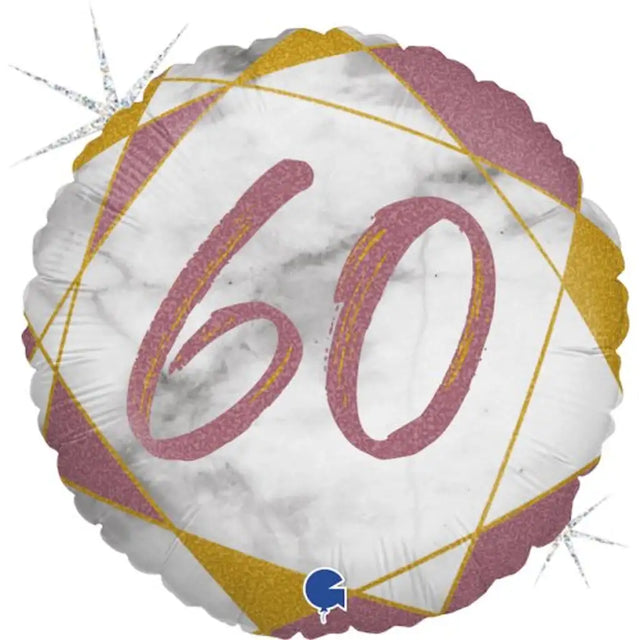 Grabo Foil Balloon 60 Birthday Marble Rose Gold 18in G78074GHRG