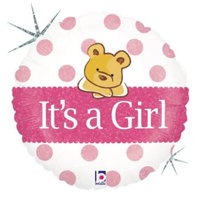 Grabo Foil Balloon Baby Girl Big Heart Bear 18in G86827H