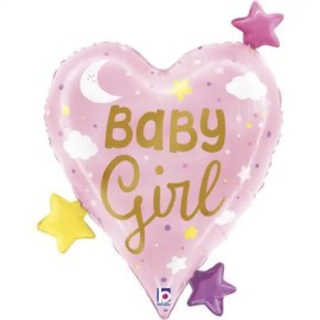 Grabo Foil Balloon Baby Girl Heart Stars 31in G25295P