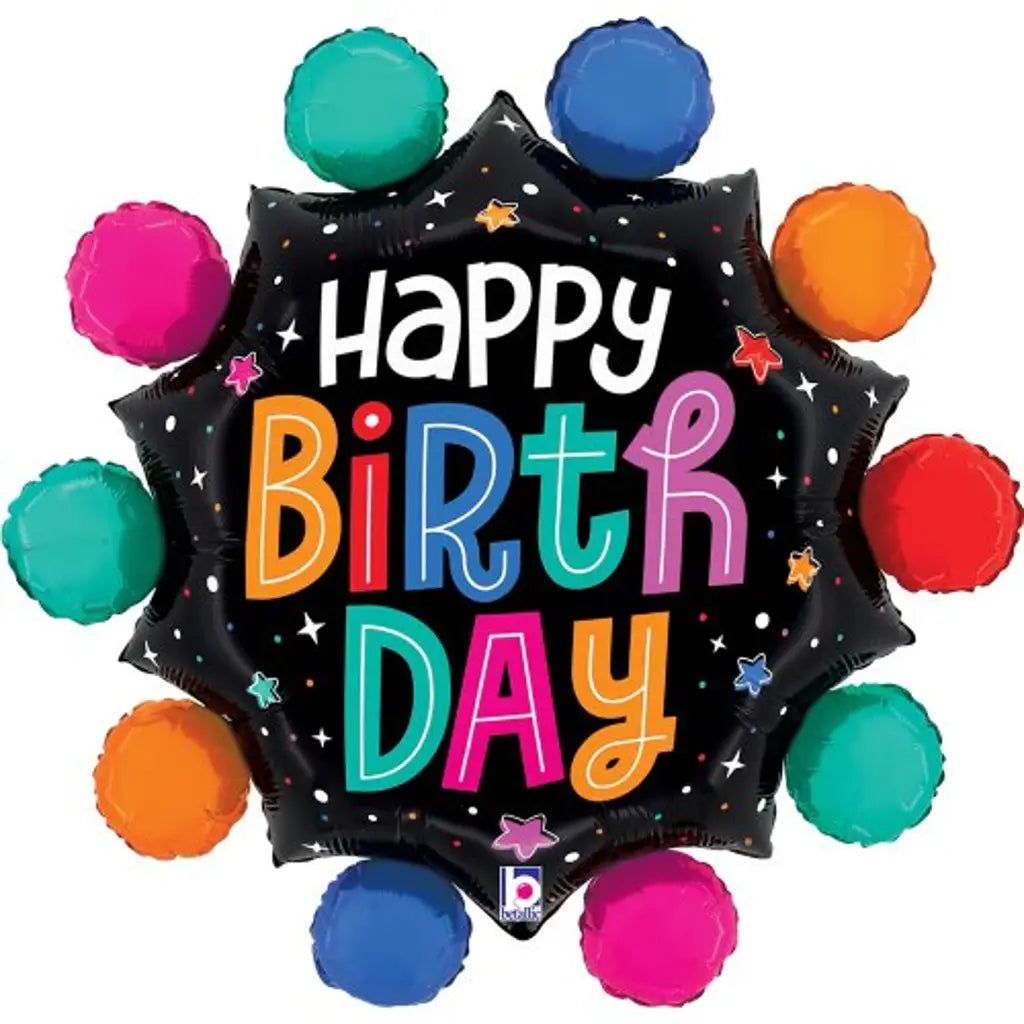 Grabo Foil Balloon Colorful Circles Birthday Shape 38in G25363P