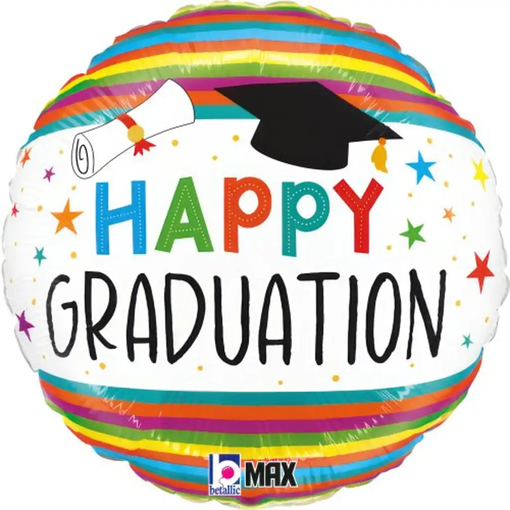 Grabo Foil Balloon Graduation Fun Stripe 18in G26346P