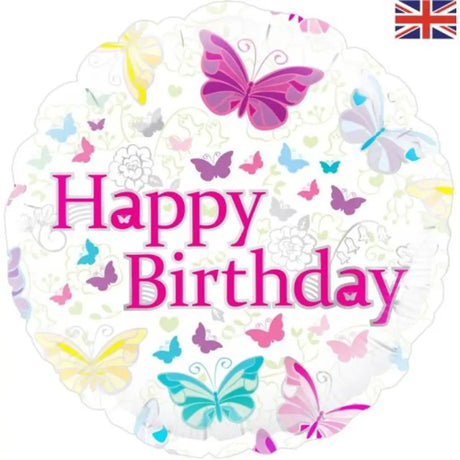 Grabo Foil Balloon Happy Birthday Butterfly 18in 210713