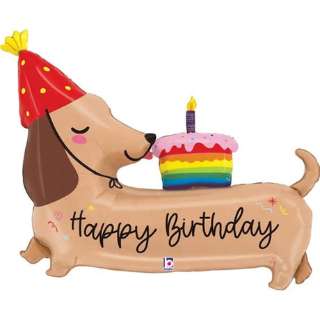 Grabo Foil Balloon Happy Birthday Dachshund Shape 43in G25525P