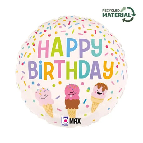 Grabo Foil Balloon Happy Birthday Ice Cream Cone 18in G26526P