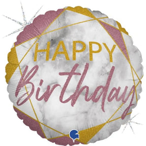 Grabo Foil Balloon Happy Birthday Marble Rose Gold 18in G78075GHRG