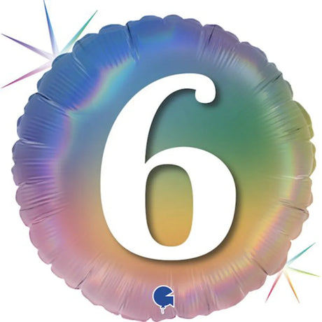Grabo Foil Balloon Pastel Rainbow Number 6 18in G78046RH