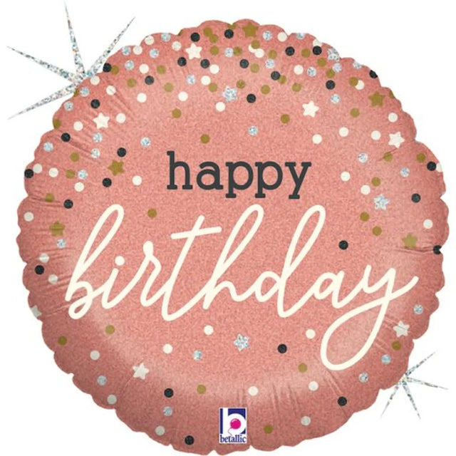 Grabo Foil Balloon Rose Gold Confetti Birthday 18in G36985GH
