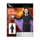 Halloween Girl Evil Fairy Costume Dress W/Cape, Hat, Belt, Collar 2 Asst Sizes Lrg & Xlg HW73859