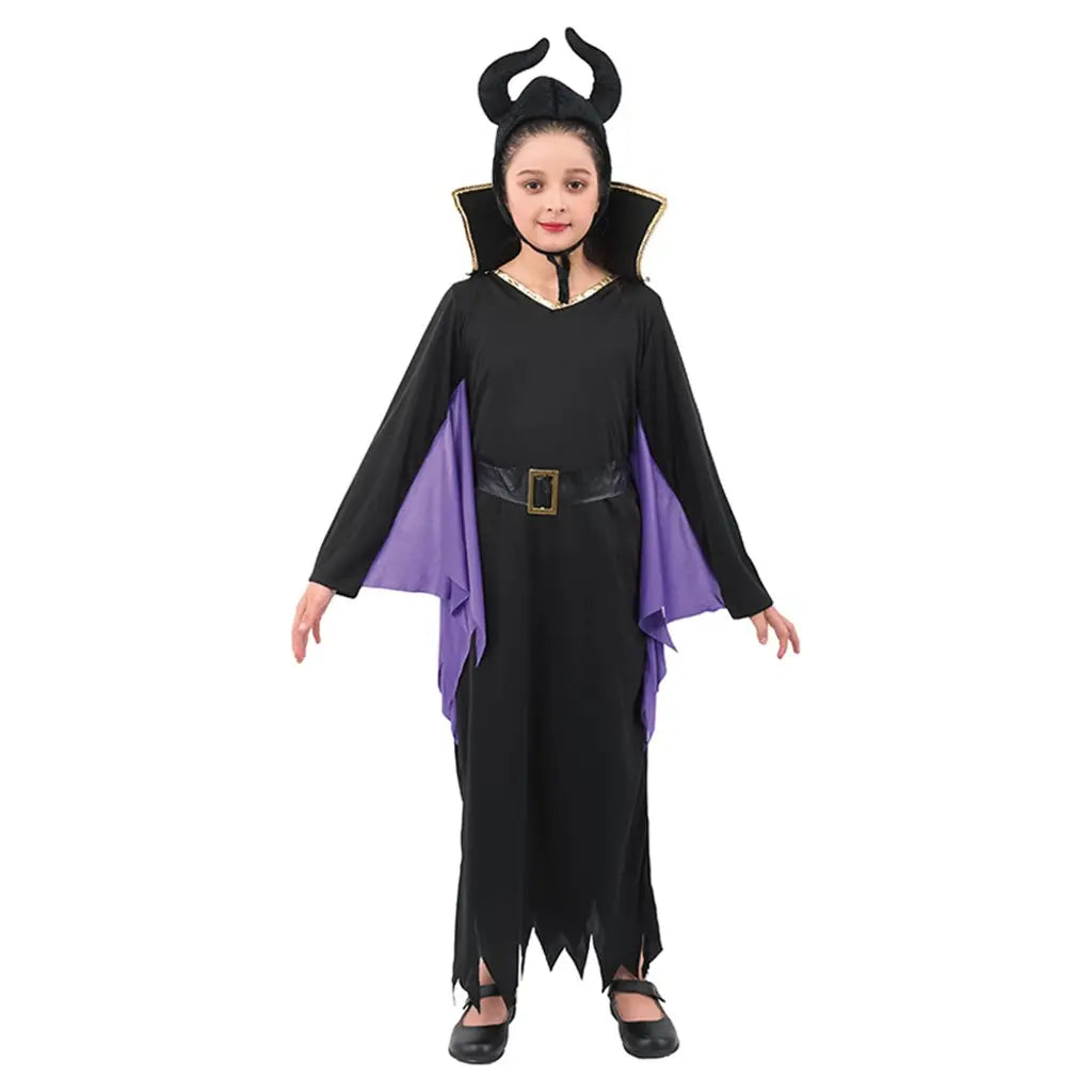 Halloween Girl Evil Fairy Costume Dress W/Cape, Hat, Belt, Collar 2 Asst Sizes Lrg & Xlg HW73859