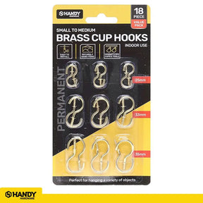 Handy Hardware Brass Cup Hooks 18Pcs 196760